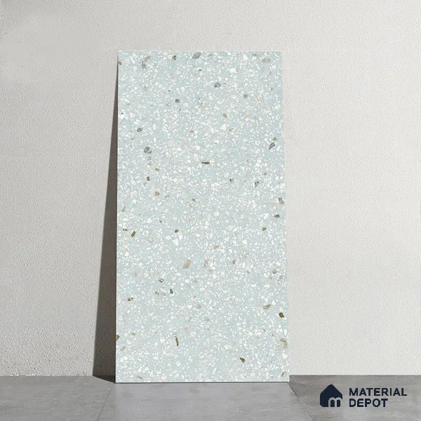 Terrazzo Wall & Floor Tile TL 09929 F 4 ft x 2 ft Blue Vitrified Matte Finish Tile - 9 mm | Ideal for Living Room, Bedroom, Bathroom, Kitchen