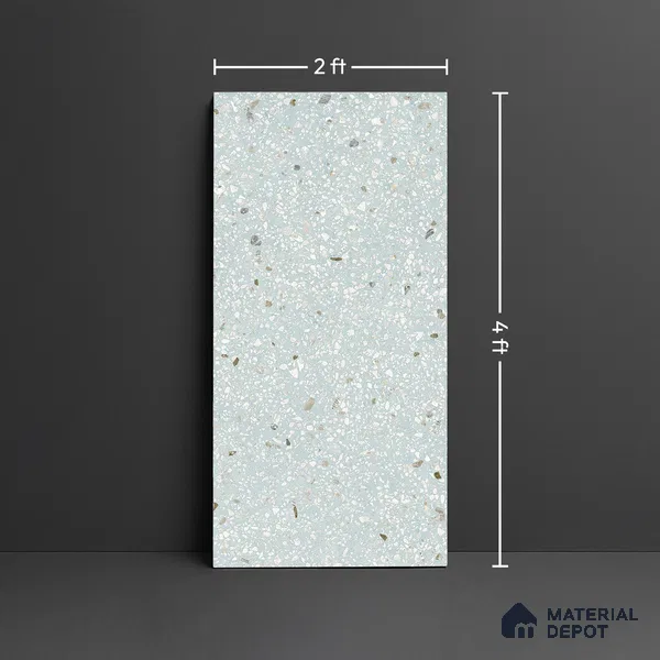 Terrazzo Wall & Floor Tile TL 09929 F 4 ft x 2 ft Blue Vitrified Matte Finish Tile - 9 mm | Ideal for Living Room, Bedroom, Bathroom, Kitchen