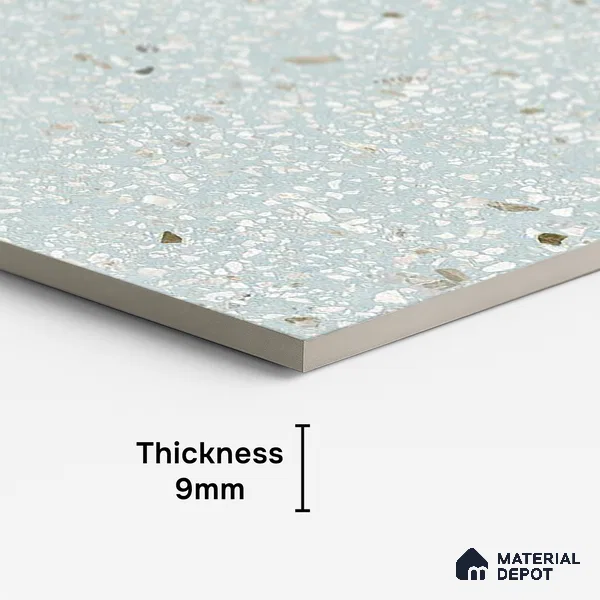 Terrazzo Wall & Floor Tile TL 09929 F 4 ft x 2 ft Blue Vitrified Matte Finish Tile - 9 mm | Ideal for Living Room, Bedroom, Bathroom, Kitchen