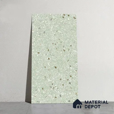 Terrazzo Wall & Floor Tile TL 09929 G 4 ft x 2 ft Green Vitrified Matte Finish Tile - 9 mm | Ideal for Living Room, Bedroom, Bathroom, Kitchen