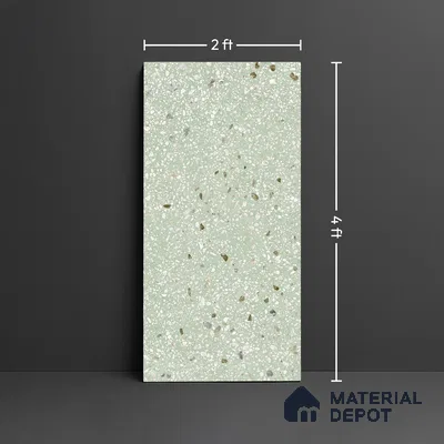 Terrazzo Wall & Floor Tile TL 09929 G 4 ft x 2 ft Green Vitrified Matte Finish Tile - 9 mm | Ideal for Living Room, Bedroom, Bathroom, Kitchen