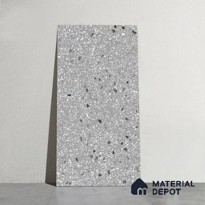 Terrazzo Wall & Floor Tile TL 09929 4 ft x 2 ft Black Vitrified Matte Finish Tile - 9 mm | Ideal for Living Room, Bedroom, Bathroom, Kitchen