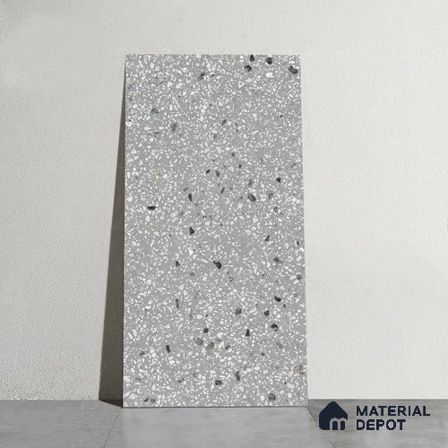 Terrazzo Wall & Floor Tile TL 09929 4 ft x 2 ft Black Vitrified Matte Finish Tile - 9 mm | Ideal for Living Room, Bedroom, Bathroom, Kitchen