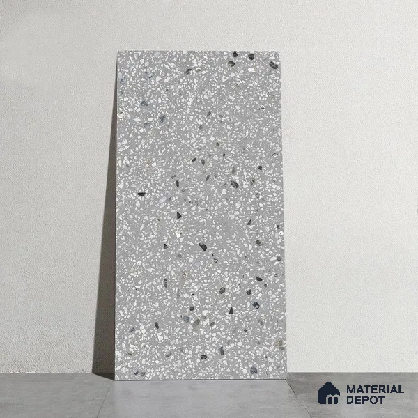 Terrazzo Wall & Floor Tile TL 09929 4 ft x 2 ft Black Vitrified Matte Finish Tile - 9 mm | Ideal for Living Room, Bedroom, Bathroom, Kitchen