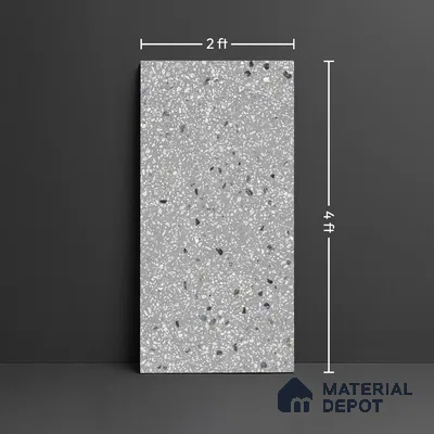 Terrazzo Wall & Floor Tile TL 09929 4 ft x 2 ft Black Vitrified Matte Finish Tile - 9 mm | Ideal for Living Room, Bedroom, Bathroom, Kitchen