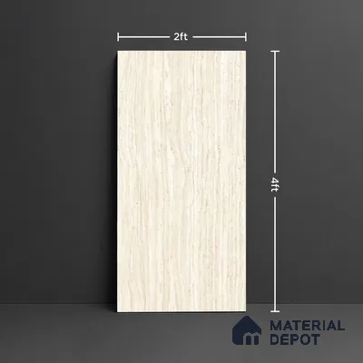 Stone Wall & Floor Tile TL 09931 4 ft x 2 ft Ivory Vitrified Matte Finish Tile - 9 mm | Ideal for Living Room, Bedroom, Bathroom, Kitchen