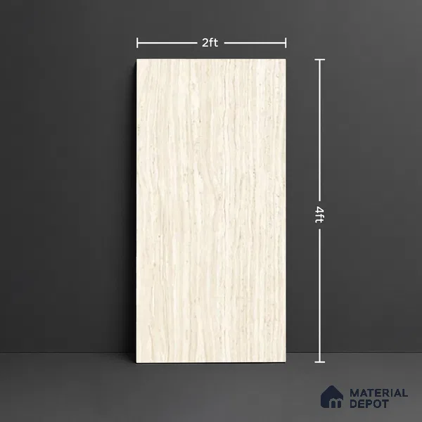 Stone Wall & Floor Tile TL 09931 4 ft x 2 ft Ivory Vitrified Matte Finish Tile - 9 mm | Ideal for Living Room, Bedroom, Bathroom, Kitchen