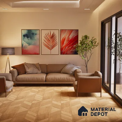 Wooden  Tile TL 07546 B Parquet Beige 4 ft x 2 ft GVT Vitrified Matte Finish - 9 mm | 3 Random Design (Sample)