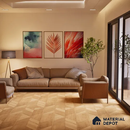 Wooden Tile TL 07546 B Parquet Beige 4 ft x 2 ft GVT Vitrified Matte Finish - 9 mm | 3 Random Design