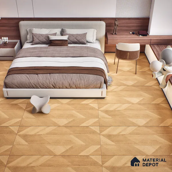 Wooden  Tile TL 07546 B Parquet Beige 4 ft x 2 ft GVT Vitrified Matte Finish - 9 mm | 3 Random Design (Sample)