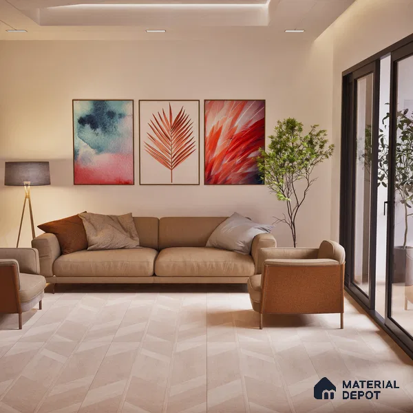 Wooden  Tile TL 07546 Parquet Silver 4 ft x 2 ft GVT Vitrified Matte Finish - 9 mm | 3 Random Design (Sample)