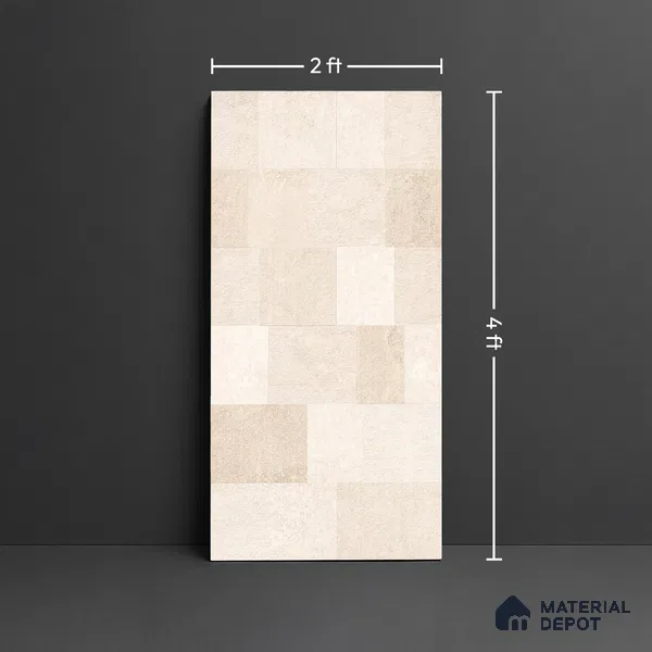 Punch Wall Tile TL 09944 4 ft x 2 ft Cream Vitrified Matte Finish Tile - 9 mm | Ideal for Living Room, Bedroom, Bathroom, Kitchen