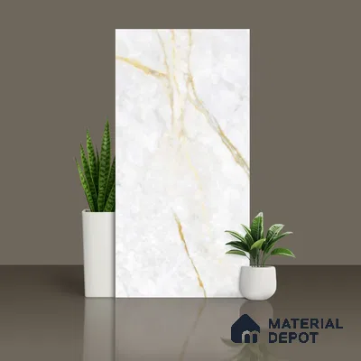 Marble Floor & Wall Tile TL 09928 B 4 ft x 2 ft White Vitrified Matte Finish Tile - 9 mm | Ideal for Living Room,Bedroom,Bathroom,Kitchen