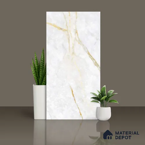 Marble Floor & Wall Tile TL 09928 B 4 ft x 2 ft White Vitrified Matte Finish Tile - 9 mm | Ideal for Living Room,Bedroom,Bathroom,Kitchen
