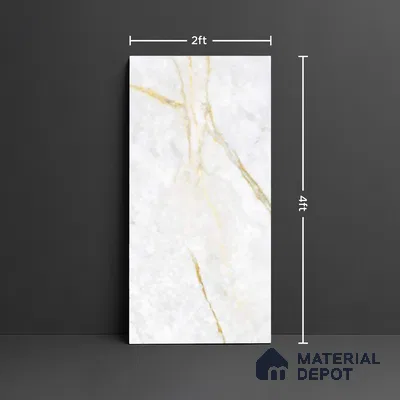 Marble Floor & Wall Tile TL 09928 B 4 ft x 2 ft White Vitrified Matte Finish Tile - 9 mm | Ideal for Living Room,Bedroom,Bathroom,Kitchen