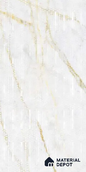 Marble Wall Tile TL 09928 4 ft x 2 ft White Vitrified Matte Finish Tile - 9 mm | Ideal for Living Room,Bedroom,Bathroom,Kitchen
