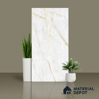 Marble Wall Tile TL 09928 4 ft x 2 ft White Vitrified Matte Finish Tile - 9 mm | Ideal for Living Room,Bedroom,Bathroom,Kitchen