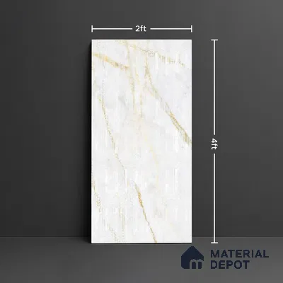 Marble Wall Tile TL 09928 4 ft x 2 ft White Vitrified Matte Finish Tile - 9 mm | Ideal for Living Room,Bedroom,Bathroom,Kitchen