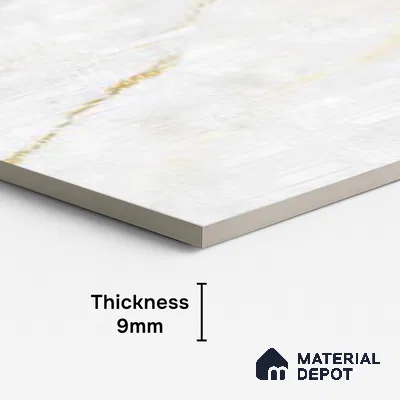 Marble Wall Tile TL 09928 4 ft x 2 ft White Vitrified Matte Finish Tile - 9 mm | Ideal for Living Room,Bedroom,Bathroom,Kitchen
