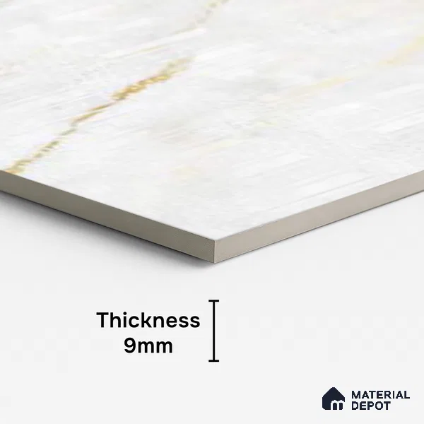 Marble Wall Tile TL 09928 4 ft x 2 ft White Vitrified Matte Finish Tile - 9 mm | Ideal for Living Room,Bedroom,Bathroom,Kitchen