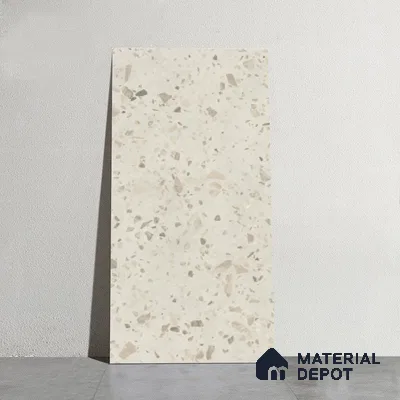 Terrazzo Floor & Wall Tile TL 08117 SG Peperino Blanco 4 ft x 2 ft Vitrified Matte Finish - 9 mm | Random 4