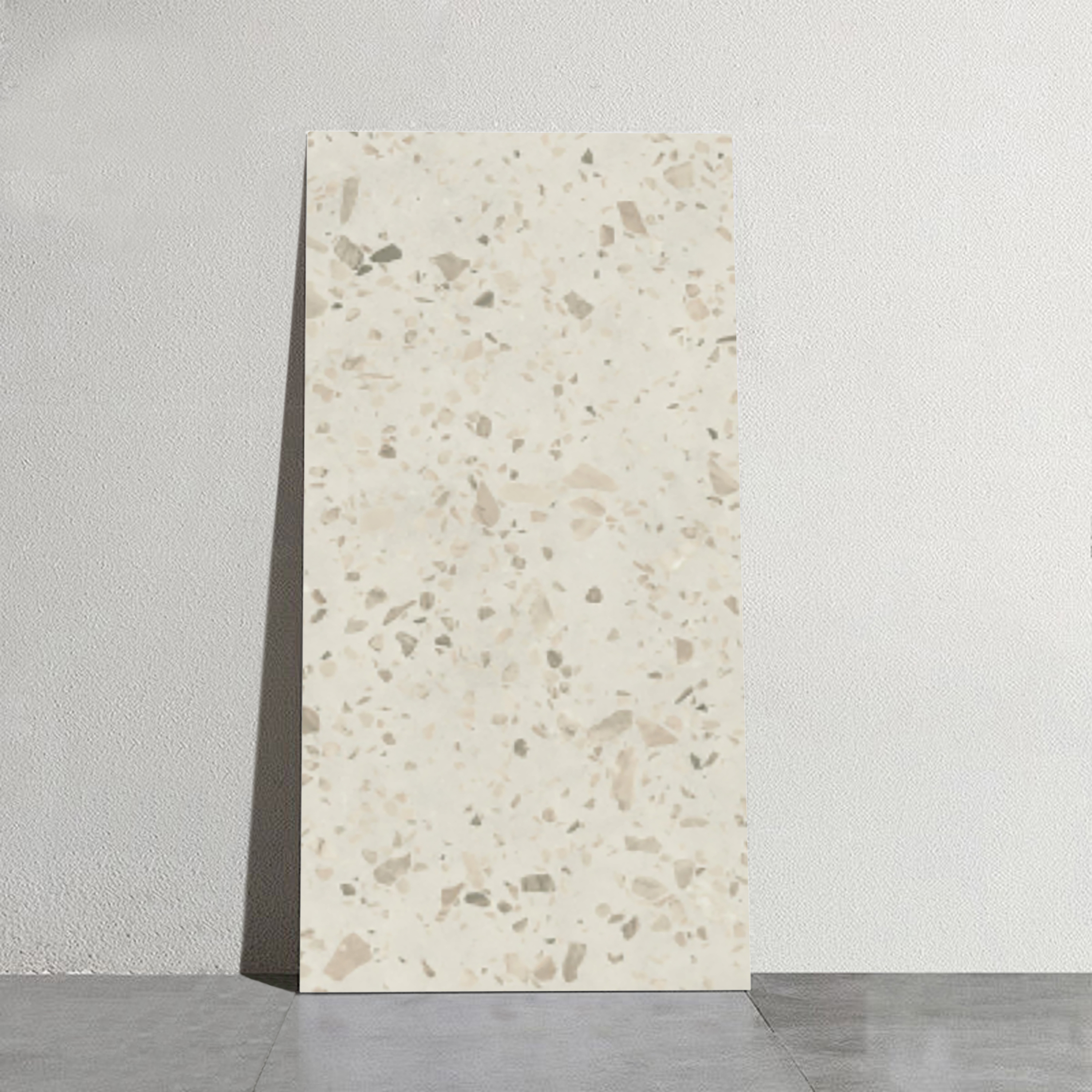 Terrazzo Floor & Wall Tile TL 08117 SG Peperino Blanco 4 ft x 2 ft Vitrified Matte Finish - 9 mm | Random 4