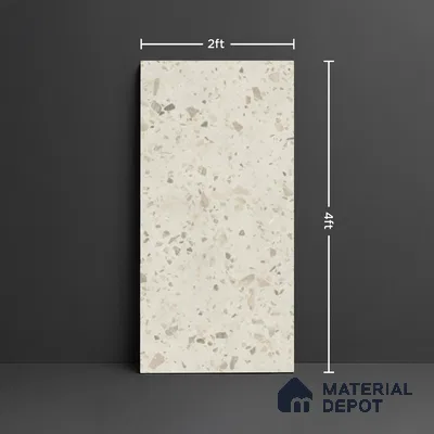 Terrazzo Floor & Wall Tile TL 08117 SG Peperino Blanco 4 ft x 2 ft Vitrified Matte Finish - 9 mm | Random 4