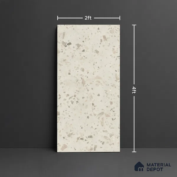 Terrazzo Floor & Wall Tile TL 08117 SG Peperino Blanco 4 ft x 2 ft Vitrified Matte Finish - 9 mm | Random 4