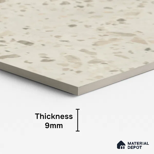Terrazzo Floor & Wall Tile TL 08117 SG Peperino Blanco 4 ft x 2 ft Vitrified Matte Finish - 9 mm | Random 4