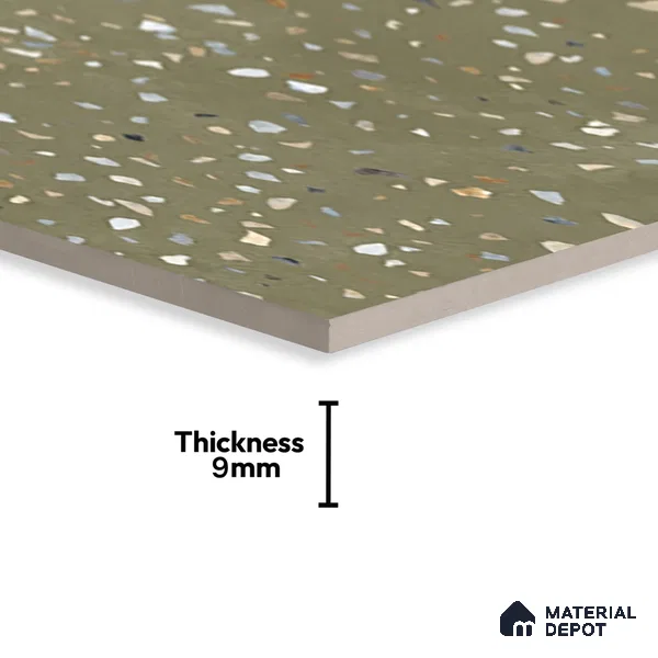Terrazzo Wall & Floor Tile TL 07612 B Cotto Terrazzo Olive 4 ft x 2 ft GVT Vitrified Matte Finish - 9 mm
