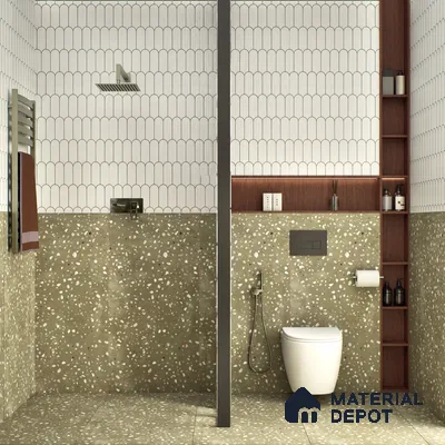 Terrazzo Wall & Floor Tile TL 07612 B Cotto Terrazzo Olive 4 ft x 2 ft GVT Vitrified Matte Finish - 9 mm