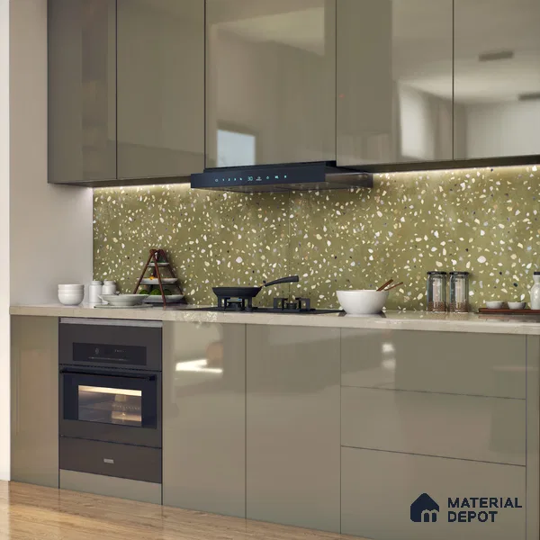 Terrazzo Wall & Floor Tile TL 07612 B Cotto Terrazzo Olive 4 ft x 2 ft GVT Vitrified Matte Finish - 9 mm