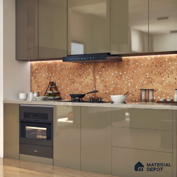 Terrazzo Wall & Floor Tile TL 07612 D Cotto Terrazzo Gold 4 ft x 2 ft GVT Vitrified Matte Finish - 9 mm (Sample)