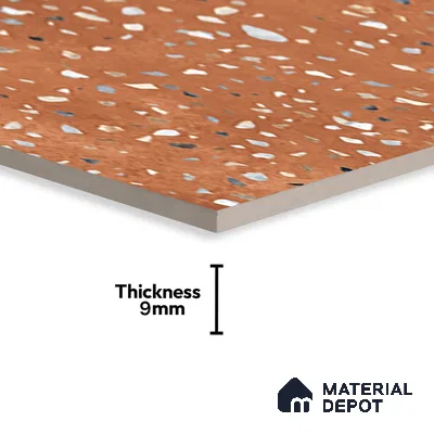 Terrazzo Wall & Floor Tile TL 07612 I Cotto Terrazo Red 4 ft x 2 ft GVT Vitrified Matte Finish - 9 mm (Sample)