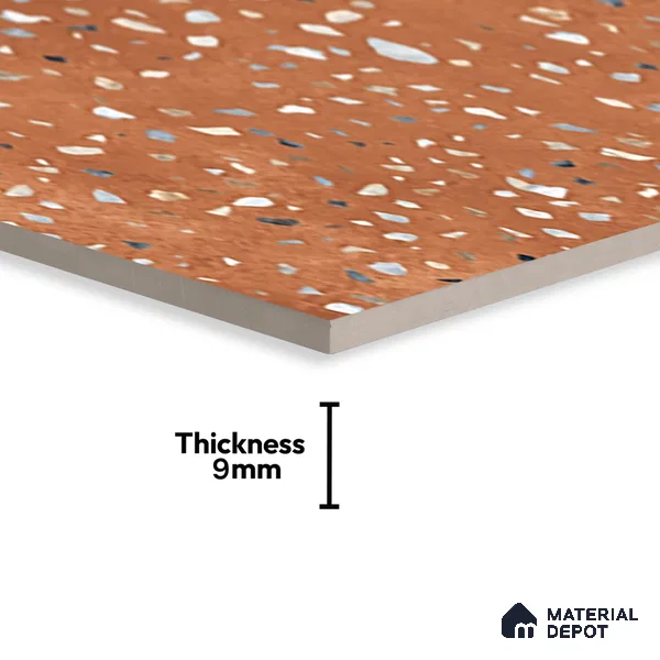 Terrazzo Wall & Floor Tile TL 07612 I Cotto Terrazo Red 4 ft x 2 ft GVT Vitrified Matte Finish - 9 mm (Sample)