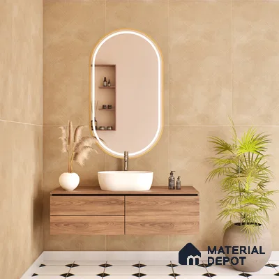 Geometric Wall & Floor Tile TL 07612 S Cotto Herringbone Sand Decor 4 ft x 2 ft GVT Vitrified Matte Finish - 9 mm (Sample)