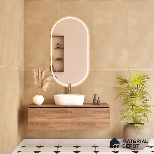 Stone Wall & Floor Tile TL 07612 S Cotto Herringbone Sand Decor 4 ft x 2 ft GVT Vitrified Matte Finish - 9 mm