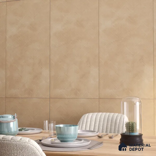 Geometric Wall & Floor Tile TL 07612 S Cotto Herringbone Sand Decor 4 ft x 2 ft GVT Vitrified Matte Finish - 9 mm (Sample)
