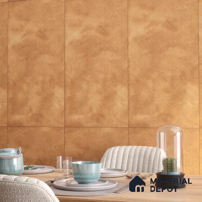 Patterned Wall & Floor Tile TL 07612 T Cotto Herringbone Gold Decor 4 ft x 2 ft GVT Vitrified Matte Finish - 9 mm