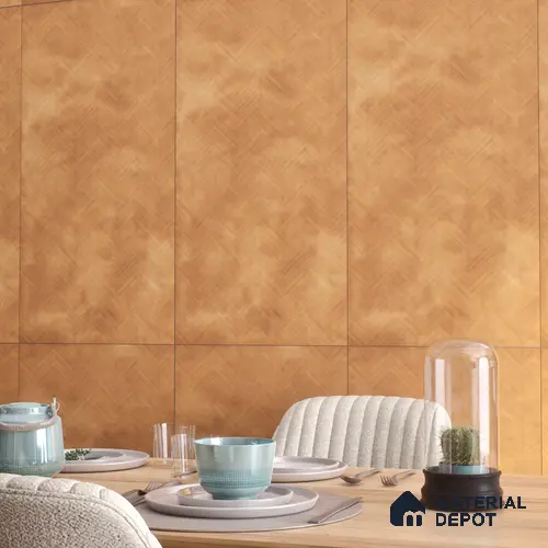 Patterned Wall & Floor Tile TL 07612 T Cotto Herringbone Gold Decor 4 ft x 2 ft GVT Vitrified Matte Finish - 9 mm