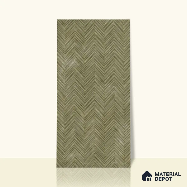 Patterned Wall & Floor Tile TL 07612 Cotto Herringbone Olive Decor 4 ft x 2 ft GVT Vitrified Matte Finish - 9 mm