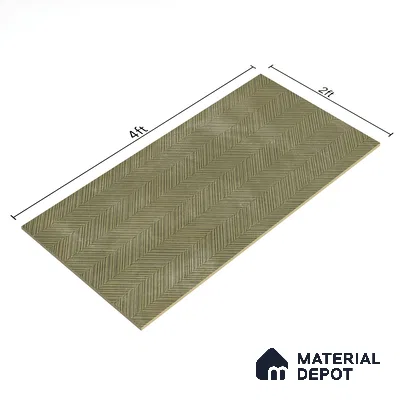 Patterned Wall & Floor Tile TL 07612 Cotto Herringbone Olive Decor 4 ft x 2 ft GVT Vitrified Matte Finish - 9 mm