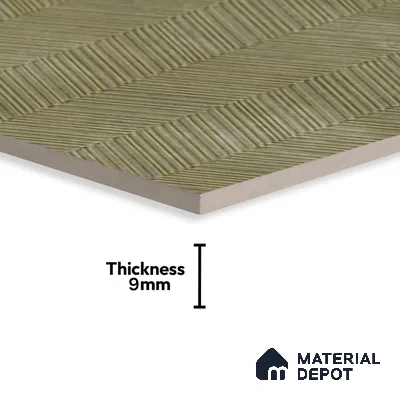 Patterned Wall & Floor Tile TL 07612 Cotto Herringbone Olive Decor 4 ft x 2 ft GVT Vitrified Matte Finish - 9 mm