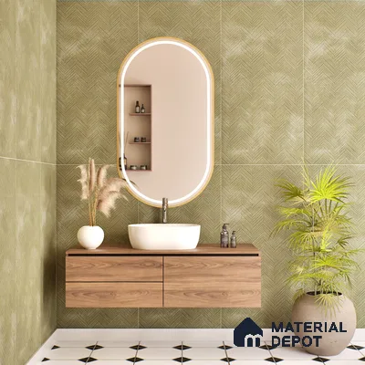 Patterned Wall & Floor Tile TL 07612 Cotto Herringbone Olive Decor 4 ft x 2 ft GVT Vitrified Matte Finish - 9 mm