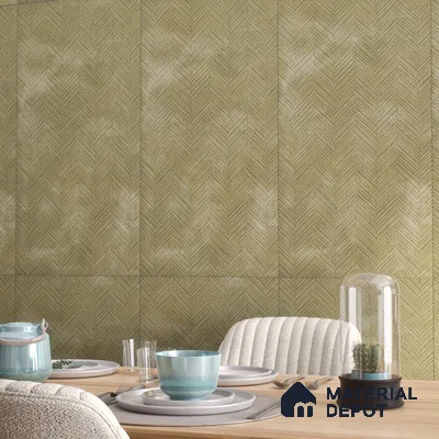 Patterned Wall & Floor Tile TL 07612 Cotto Herringbone Olive Decor 4 ft x 2 ft GVT Vitrified Matte Finish - 9 mm