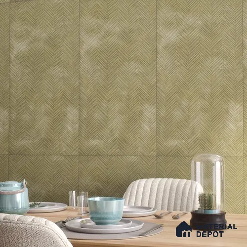 Patterned Wall & Floor Tile TL 07612 Cotto Herringbone Olive Decor 4 ft x 2 ft GVT Vitrified Matte Finish - 9 mm