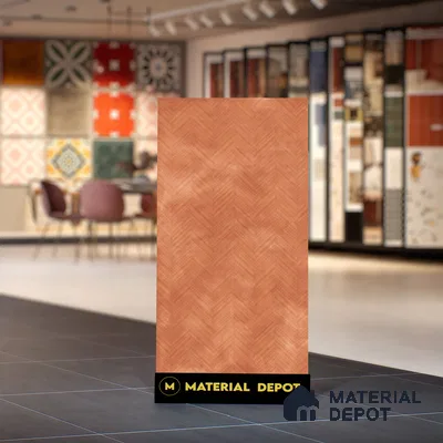 Patterned Wall & Floor Tile TL 07612 U Cotto Herringbone Red Decor 4 ft x 2 ft GVT Vitrified Matte Finish - 9 mm