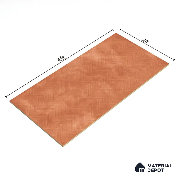 Patterned Wall & Floor Tile TL 07612 U Cotto Herringbone Red Decor 4 ft x 2 ft GVT Vitrified Matte Finish - 9 mm