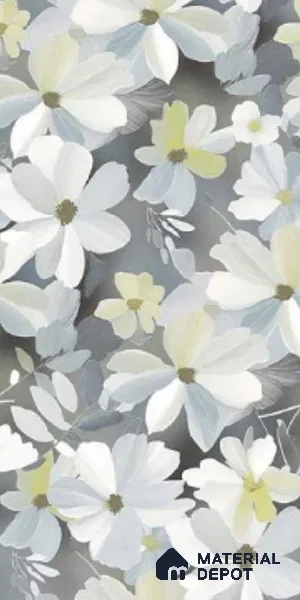 Floral Wall Tile TL 09918 4 ft x 2 ft White Vitrified Matte Finish Tile - 9 mm | Suitable for Bathroom, Accent/Feature Wall, Dining Area