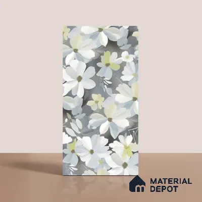 Floral Wall Tile TL 09918 4 ft x 2 ft White Vitrified Matte Finish Tile - 9 mm | Suitable for Bathroom, Accent/Feature Wall, Dining Area